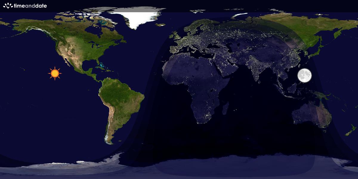 Verdenskart som viser dag og natt 