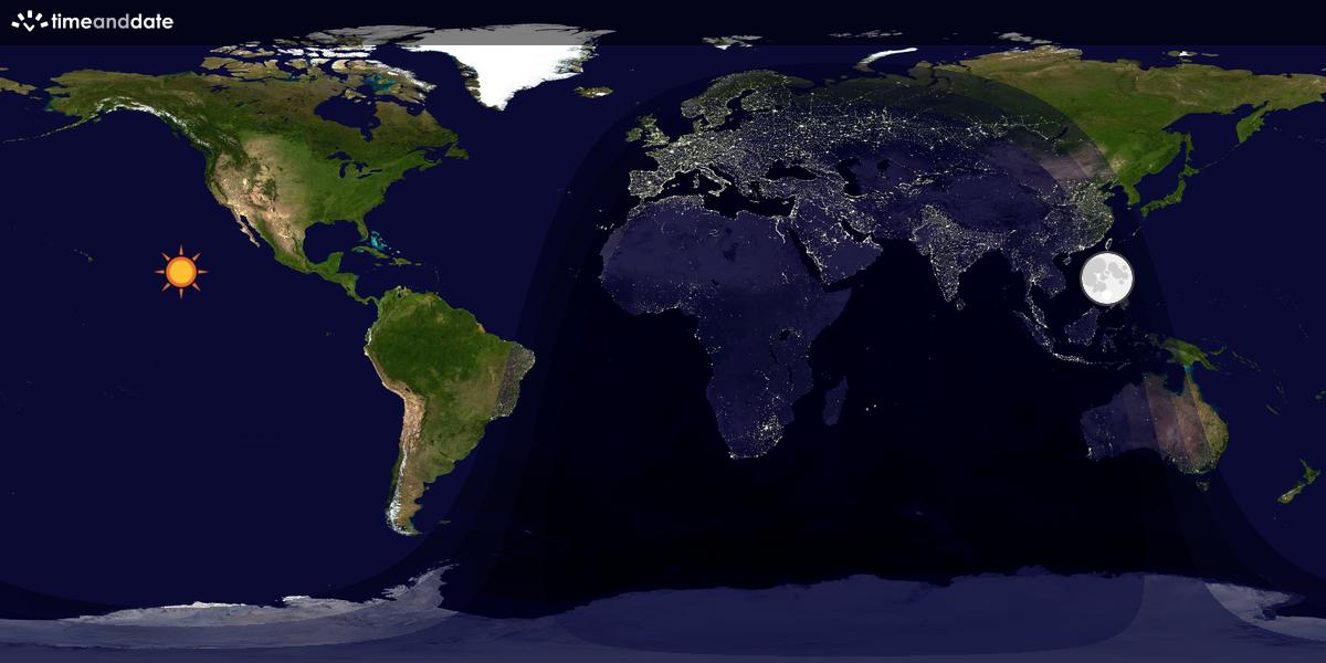 Verdenskart som viser dag og natt 