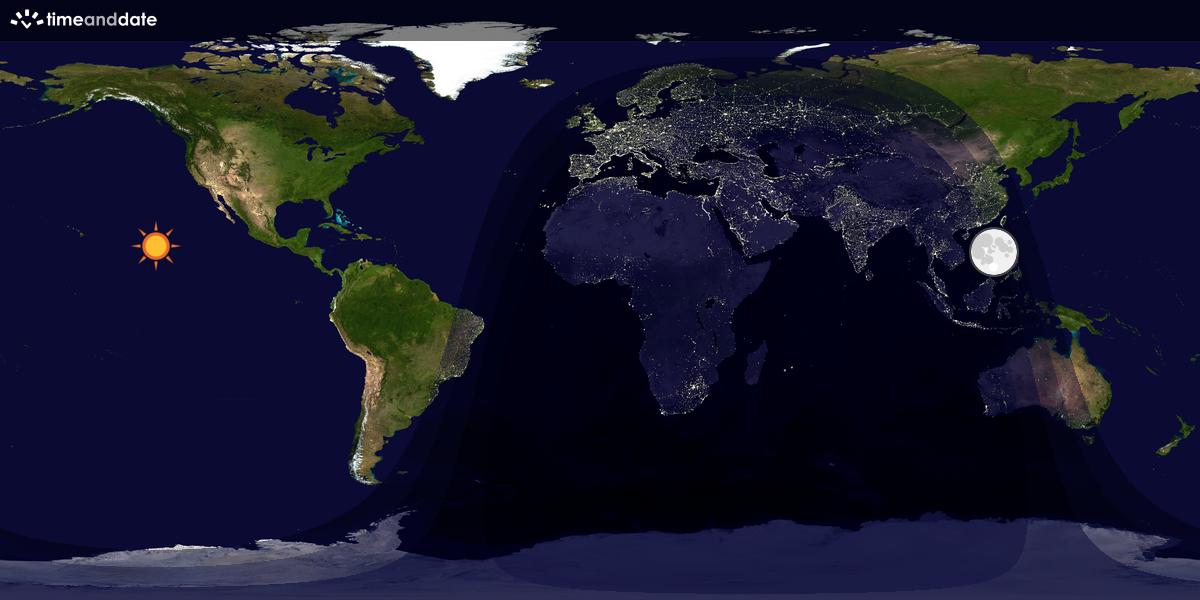 Verdenskart som viser dag og natt 