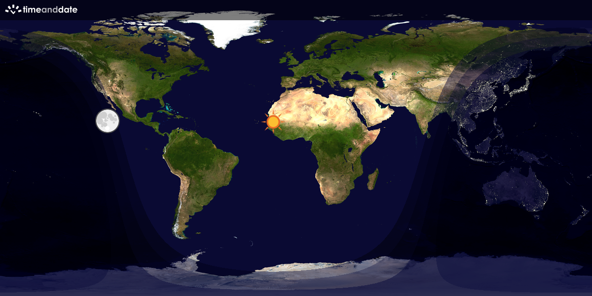 Verdenskart som viser dag og natt 