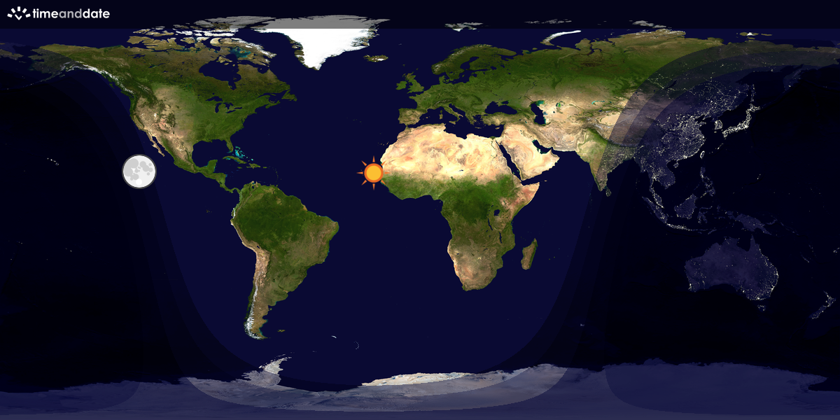 Verdenskart som viser dag og natt 