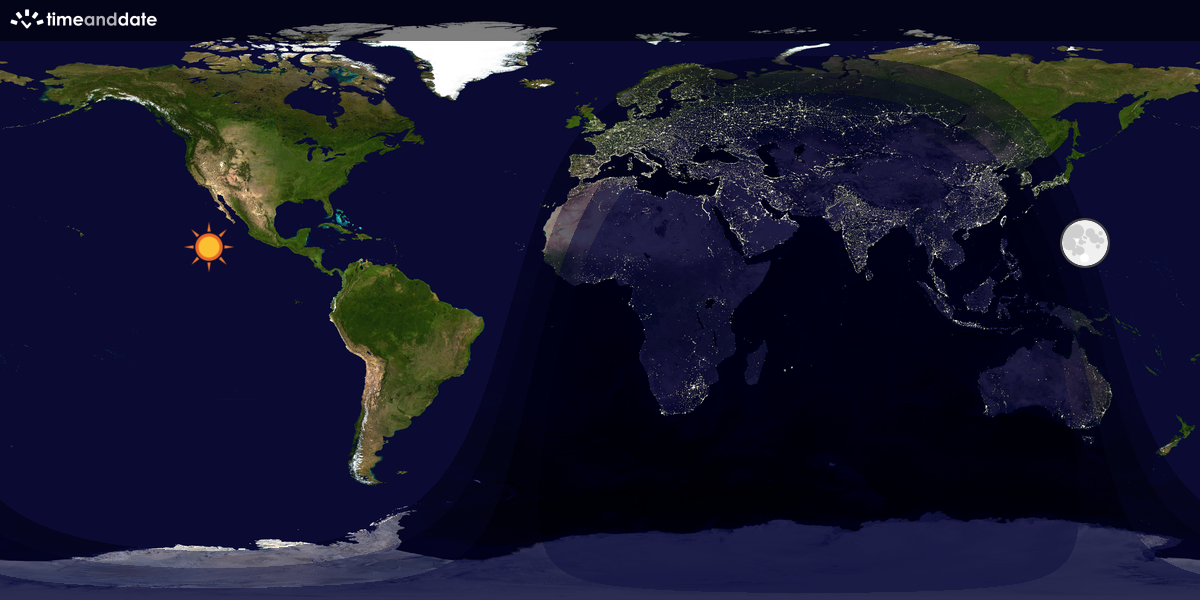 Verdenskart som viser dag og natt 