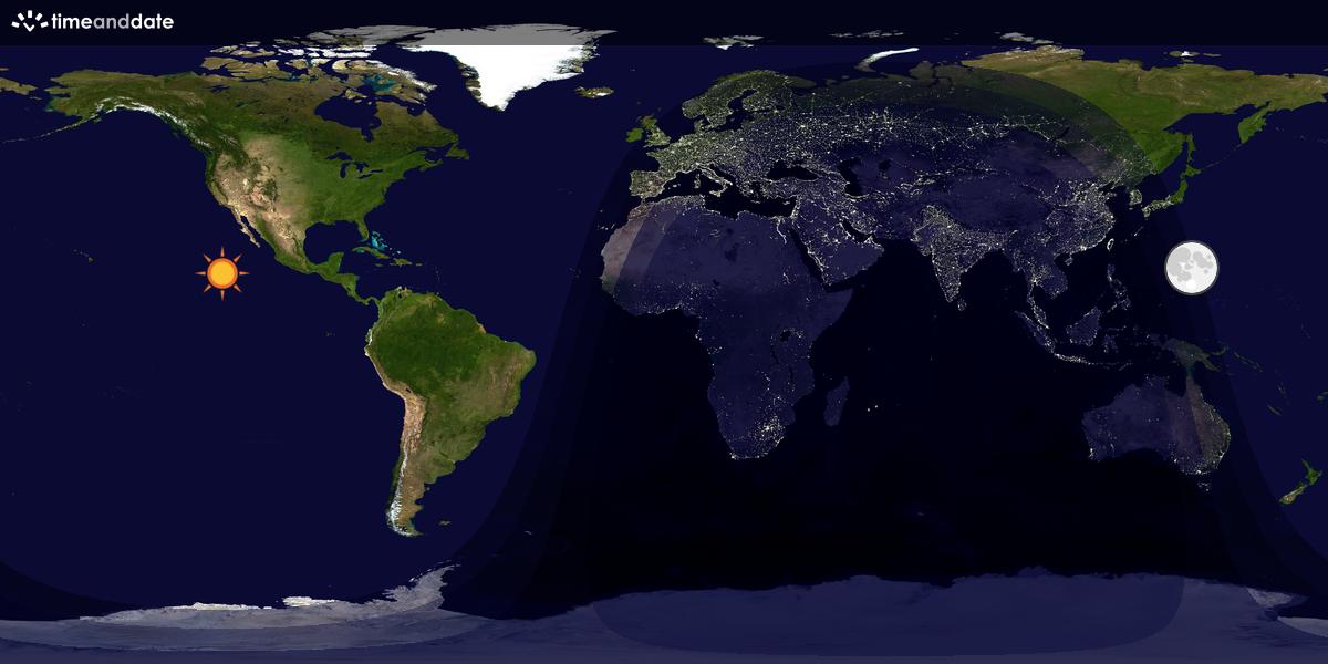 Verdenskart som viser dag og natt 