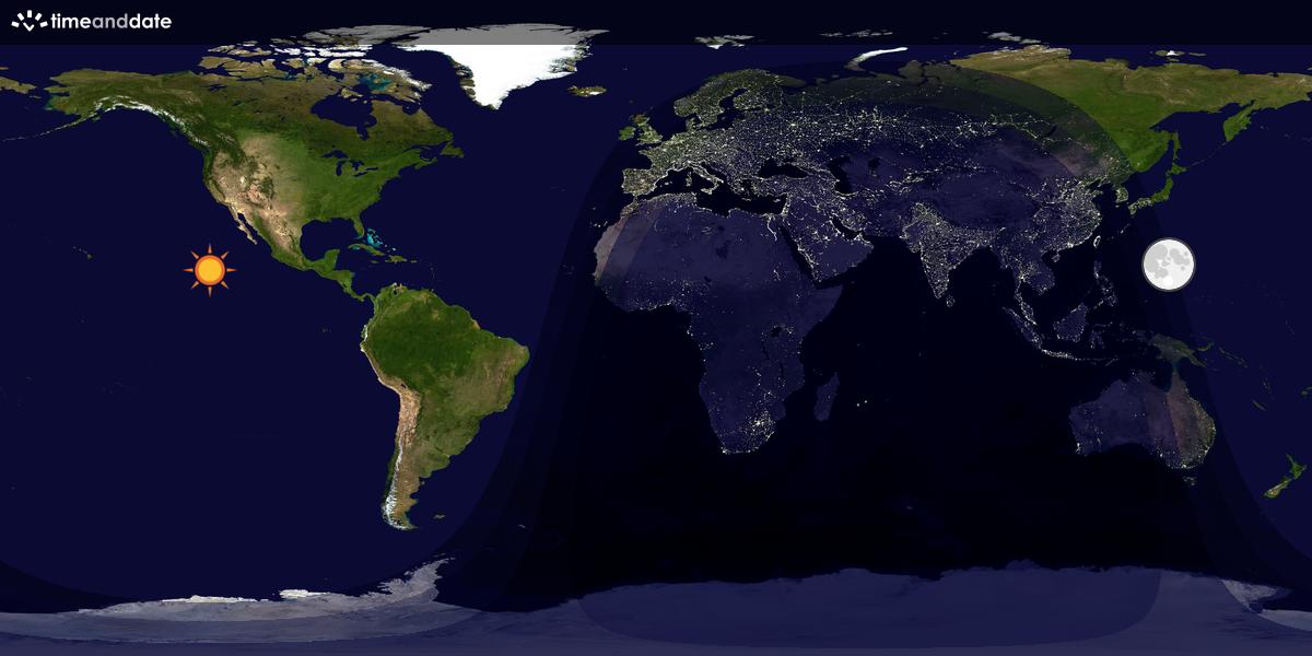 Verdenskart som viser dag og natt 