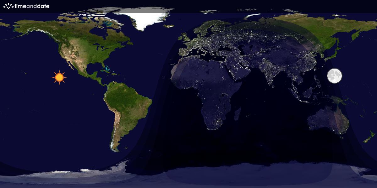 Verdenskart som viser dag og natt 