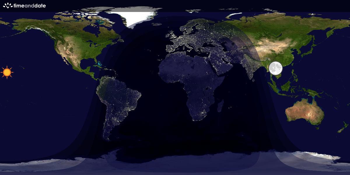 Verdenskart som viser dag og natt 