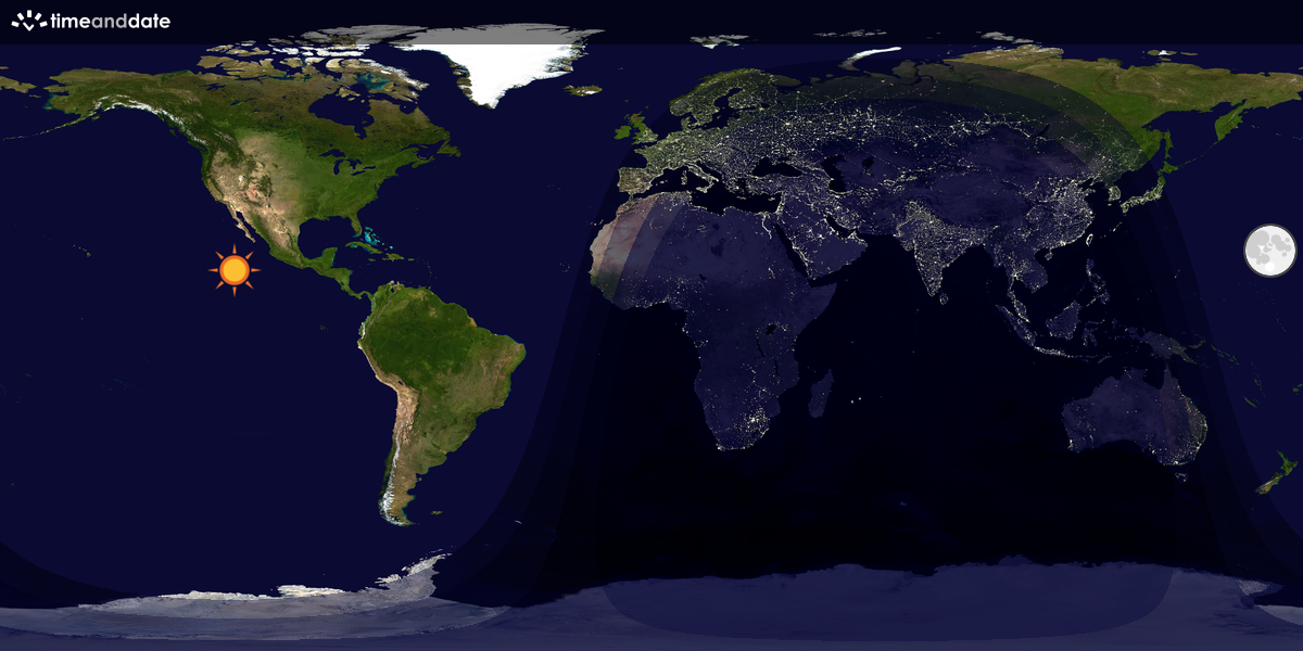 Verdenskart som viser dag og natt 