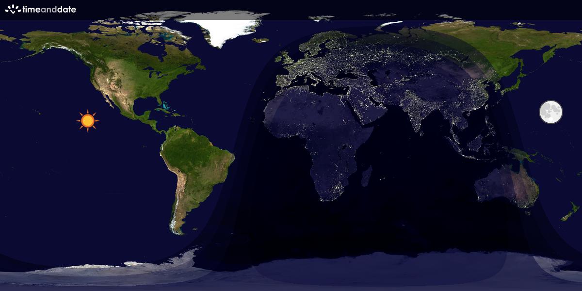Verdenskart som viser dag og natt 