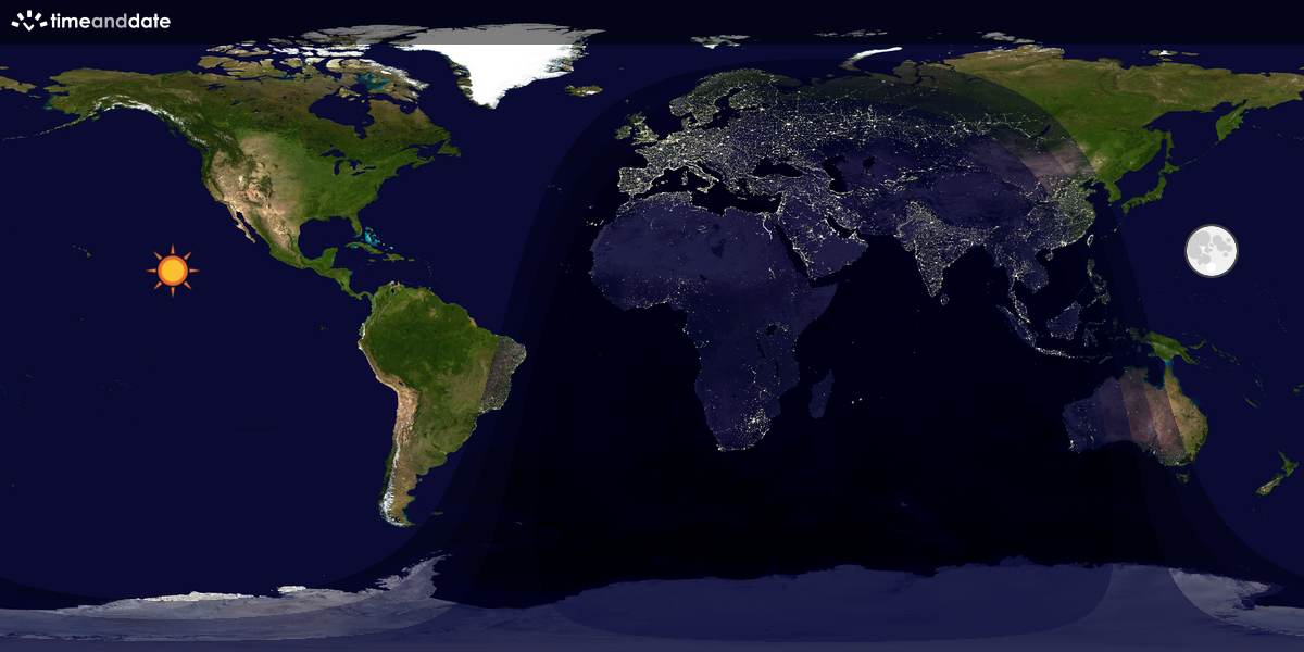 Verdenskart som viser dag og natt 