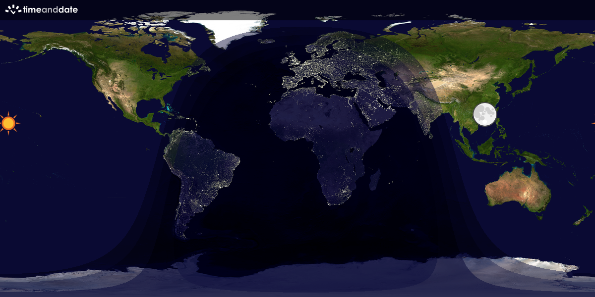 Verdenskart som viser dag og natt 