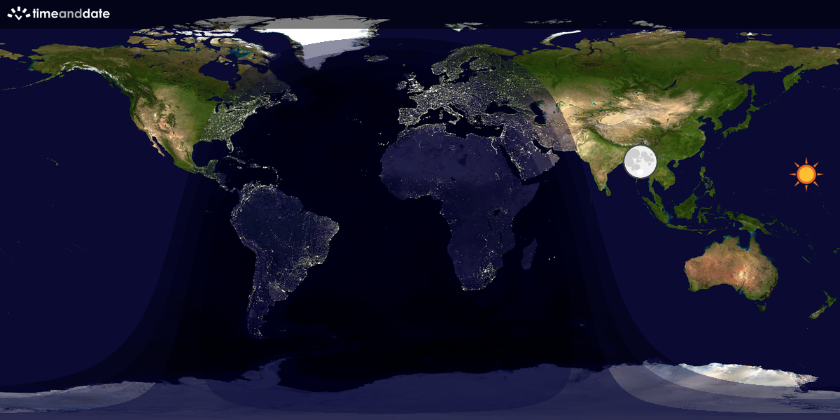 Verdenskart som viser dag og natt 