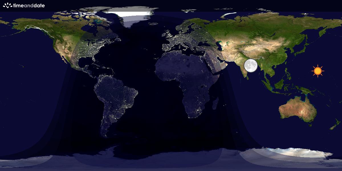 Verdenskart som viser dag og natt 