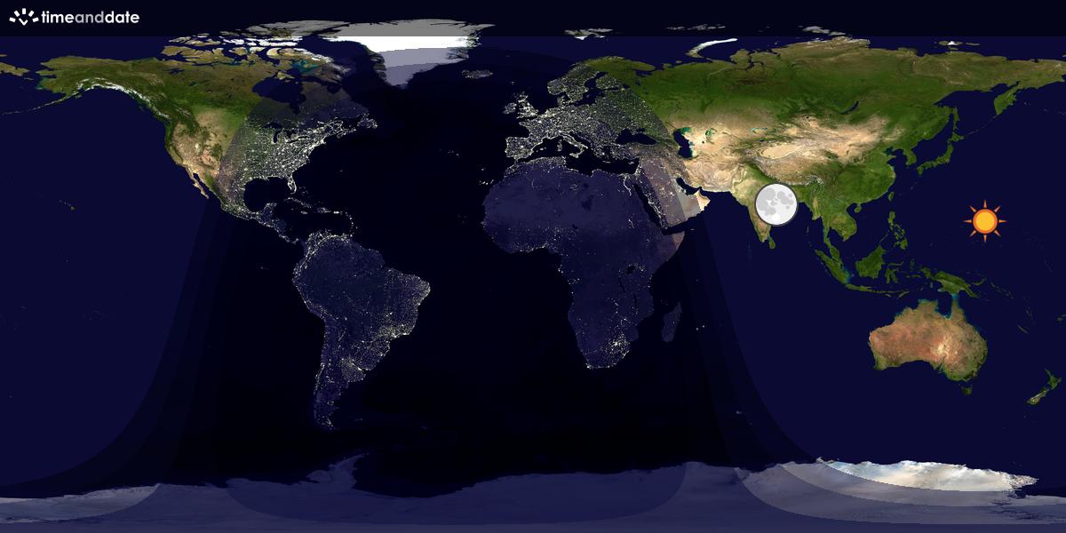 Verdenskart som viser dag og natt 