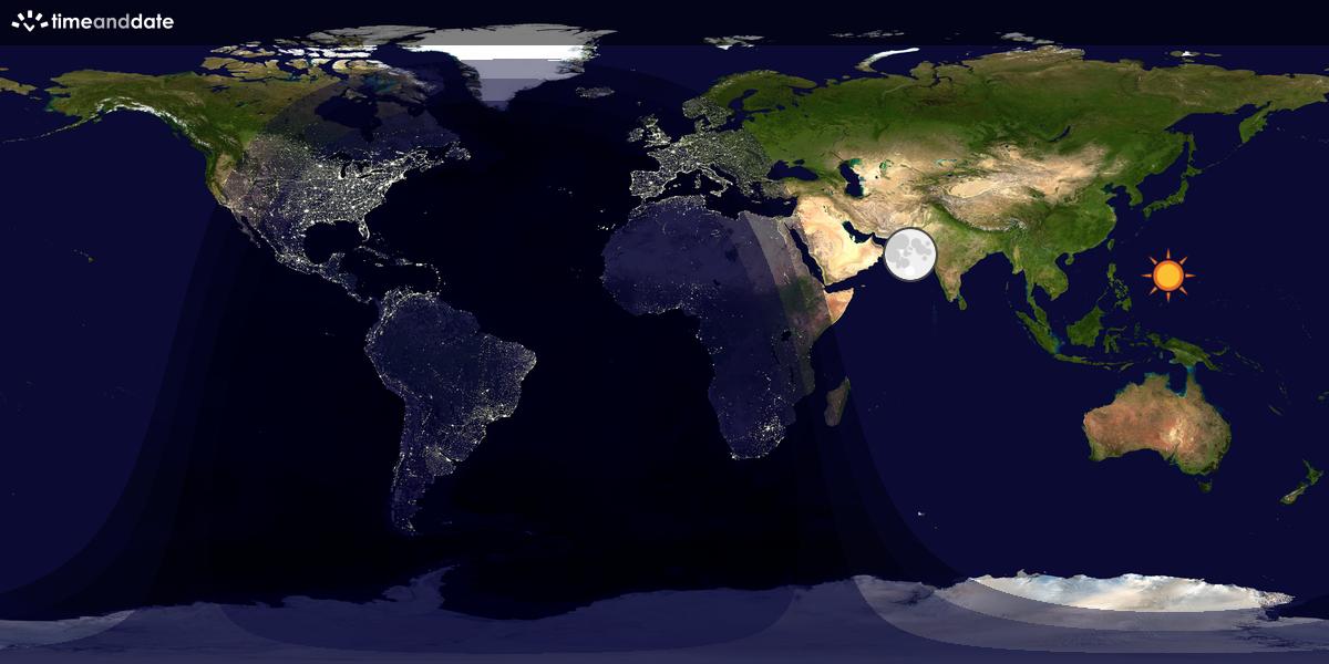 Verdenskart som viser dag og natt 