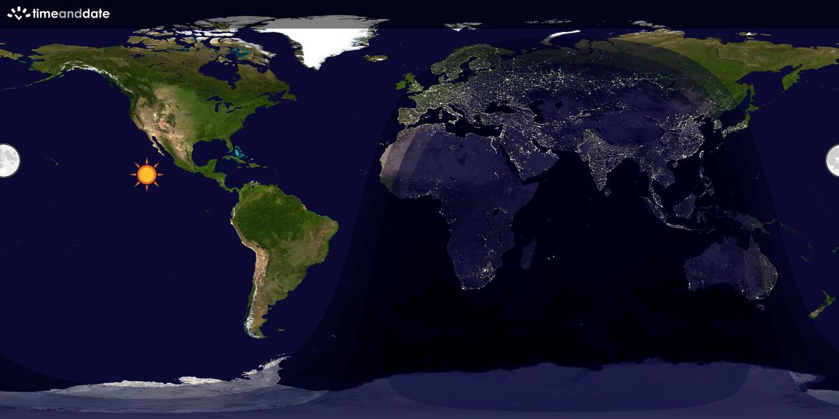 Verdenskart som viser dag og natt 