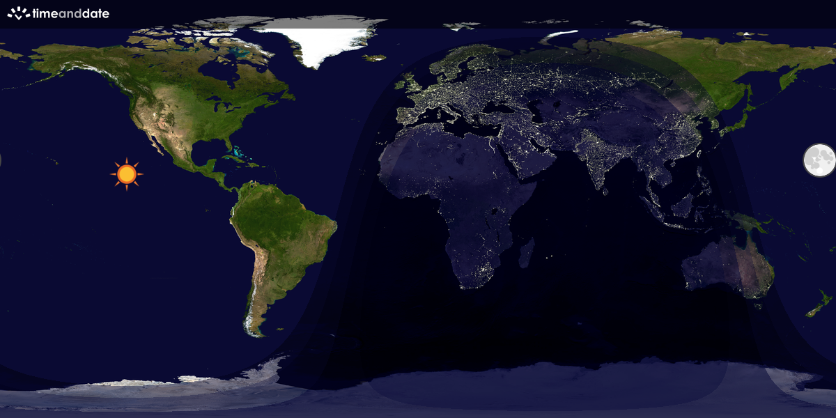 Verdenskart som viser dag og natt 