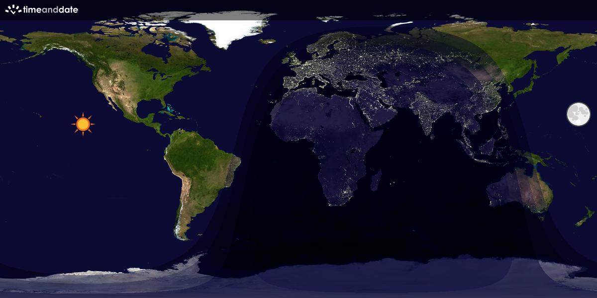 Verdenskart som viser dag og natt 