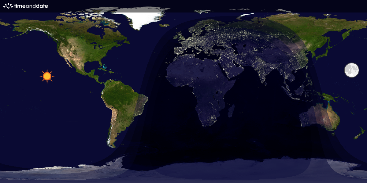 Verdenskart som viser dag og natt 