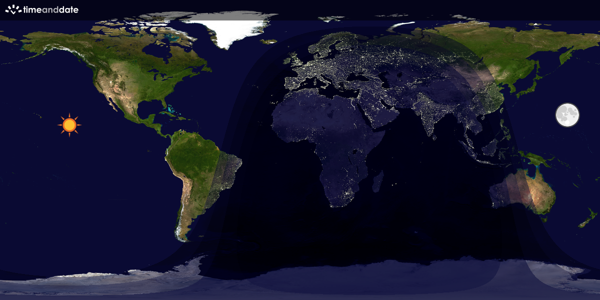 Verdenskart som viser dag og natt 