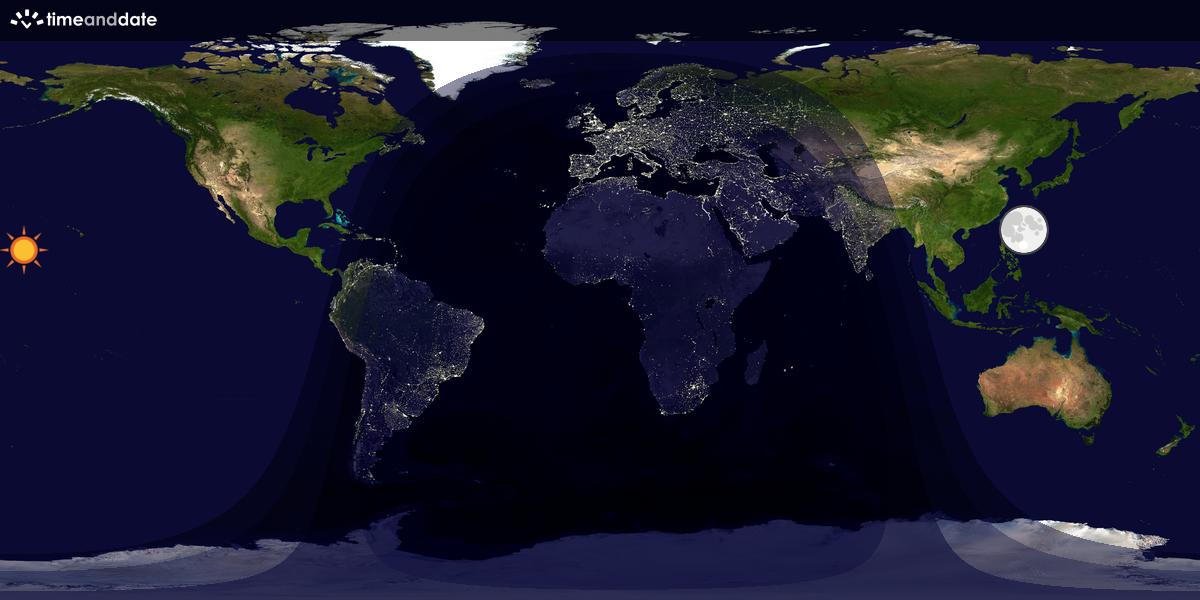 Verdenskart som viser dag og natt 