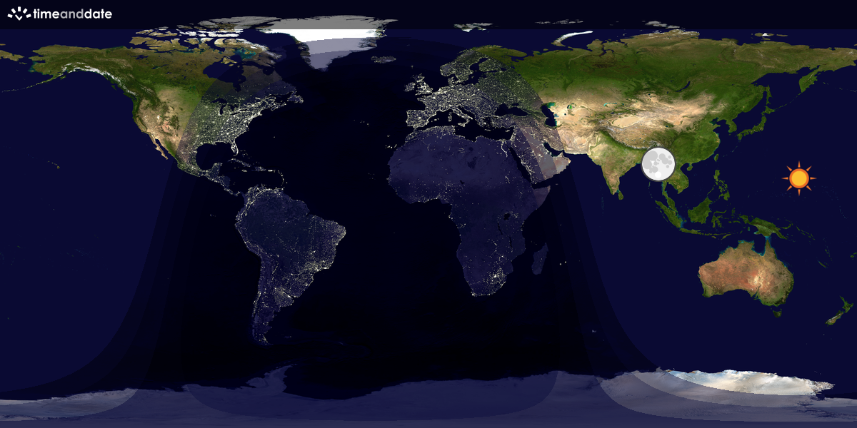 Verdenskart som viser dag og natt 