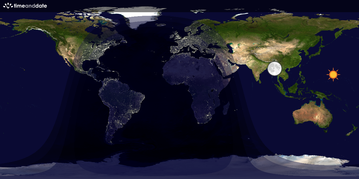 Verdenskart som viser dag og natt 