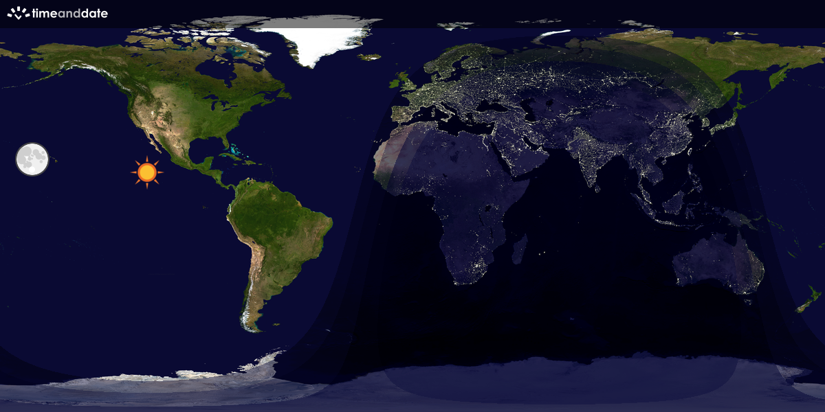 Verdenskart som viser dag og natt 