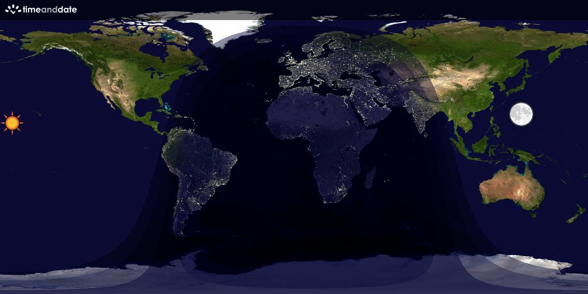 Verdenskart som viser dag og natt 