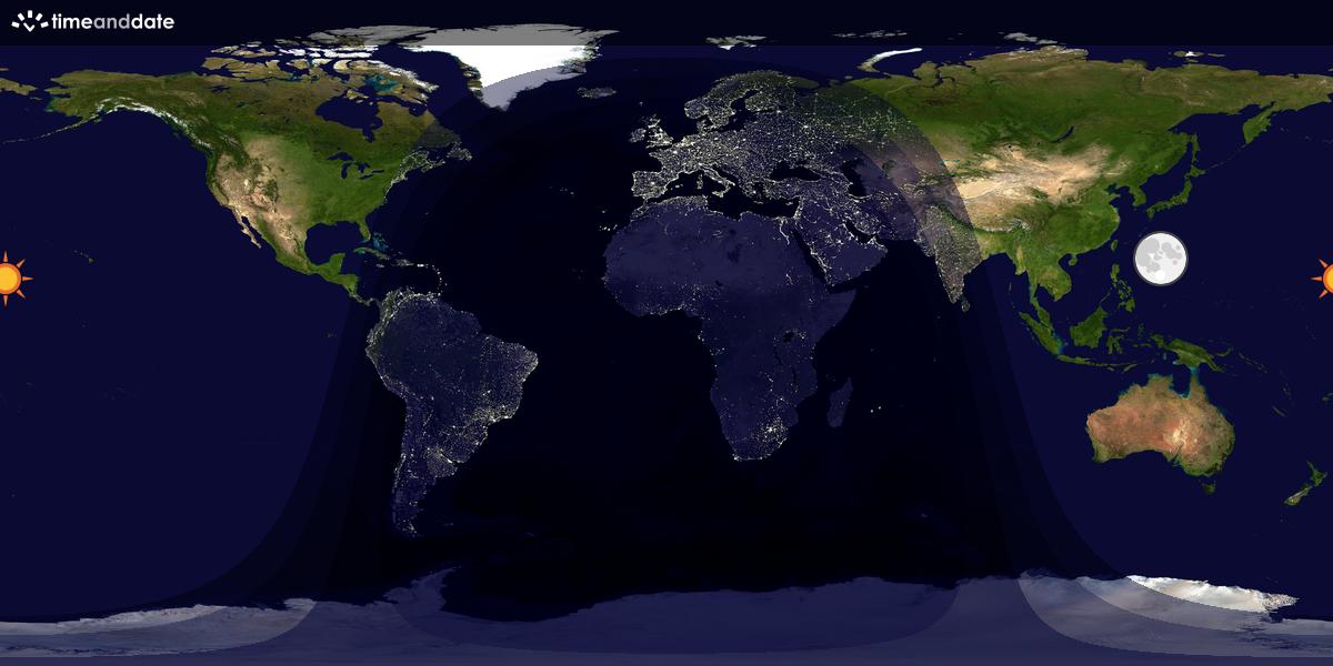 Verdenskart som viser dag og natt 