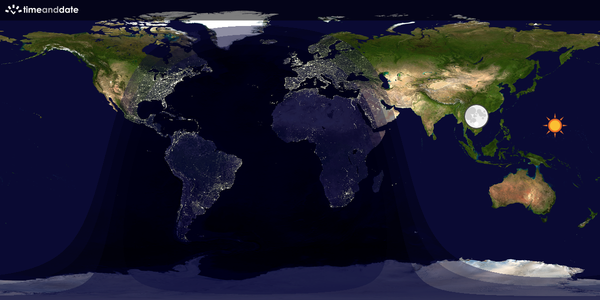 Verdenskart som viser dag og natt 