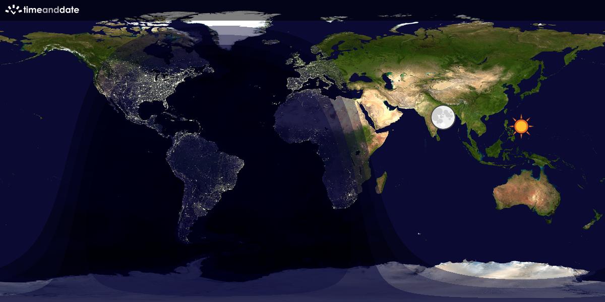 Verdenskart som viser dag og natt 