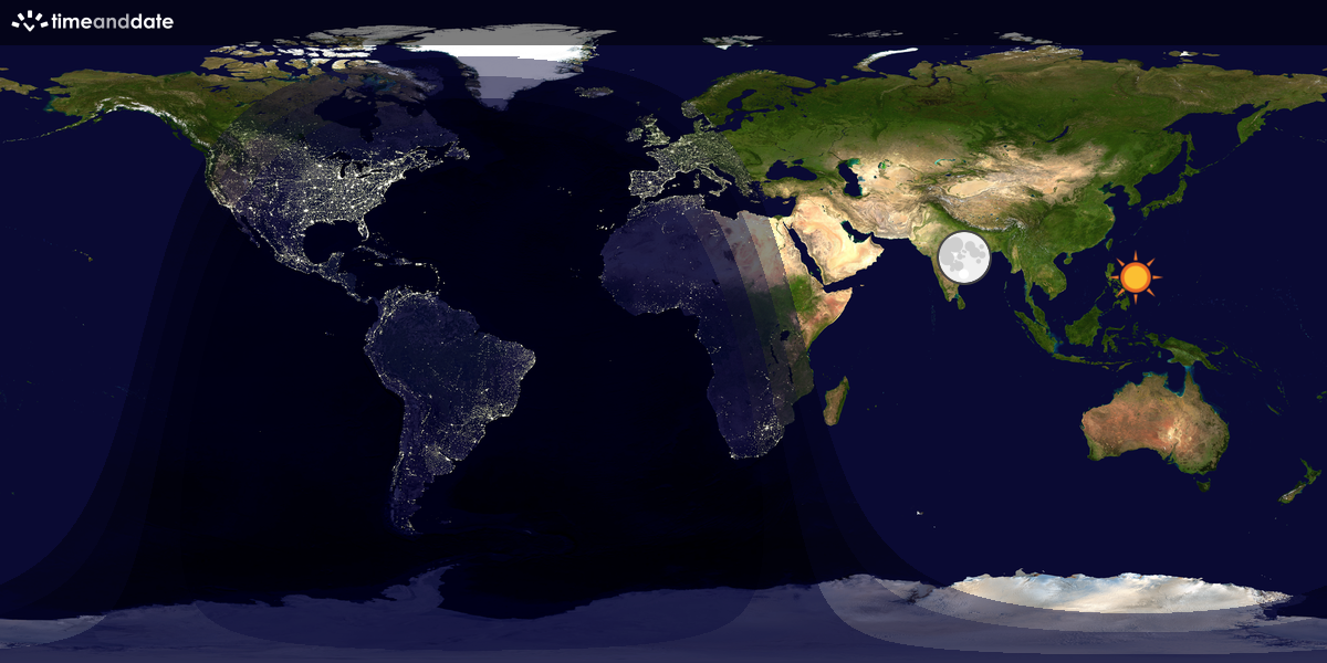 Verdenskart som viser dag og natt 