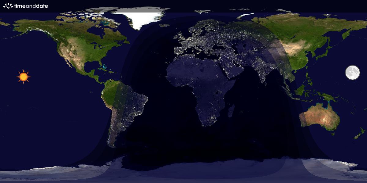 Verdenskart som viser dag og natt 