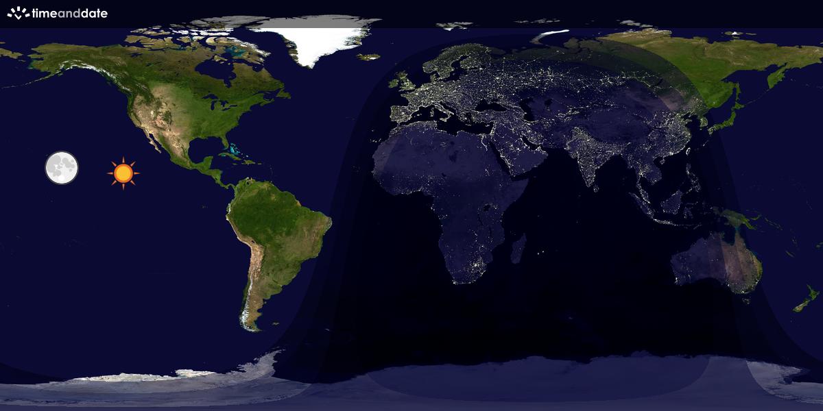 Verdenskart som viser dag og natt 