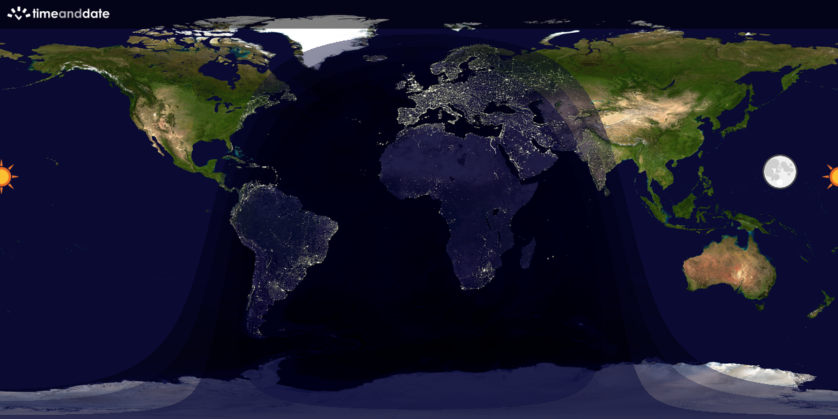 Verdenskart som viser dag og natt 
