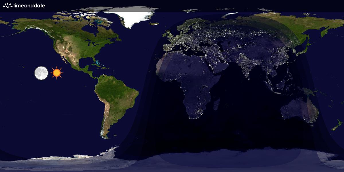 Verdenskart som viser dag og natt 