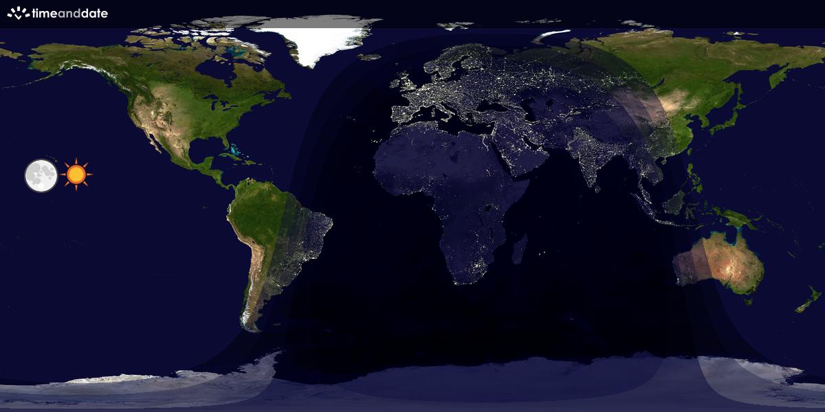 Verdenskart som viser dag og natt 
