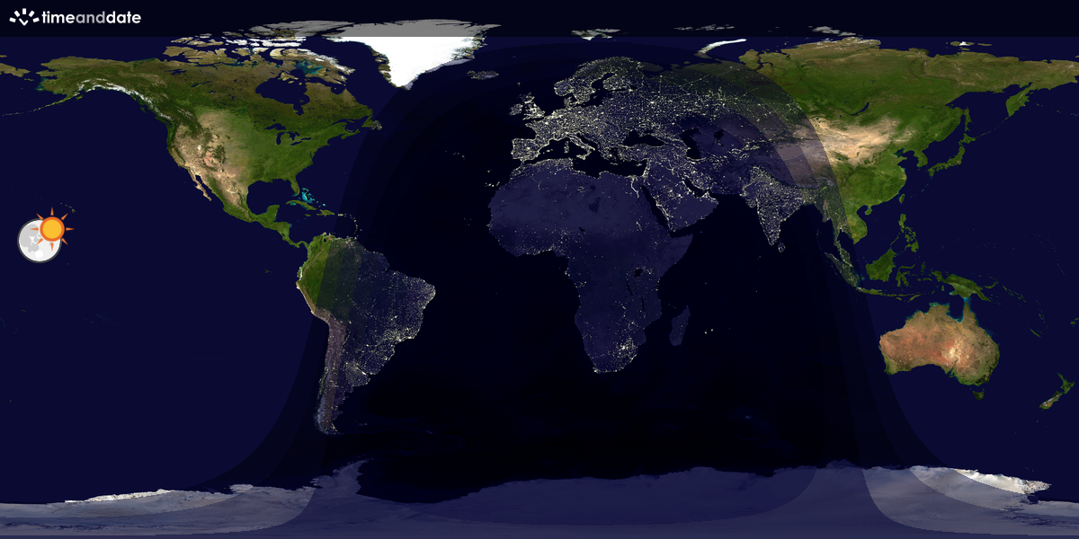Verdenskart som viser dag og natt 