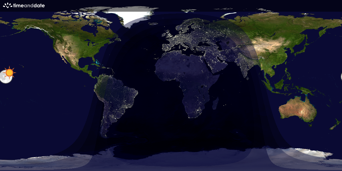 Verdenskart som viser dag og natt 