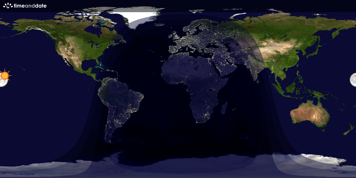 Verdenskart som viser dag og natt 