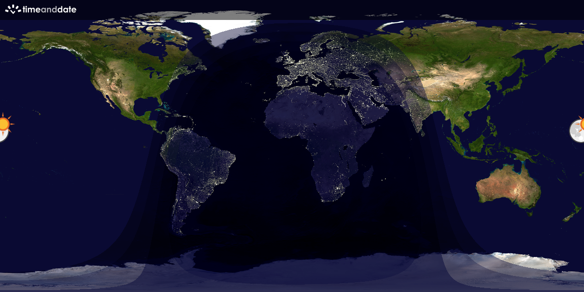 Verdenskart som viser dag og natt 