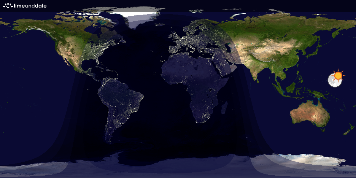 Verdenskart som viser dag og natt 