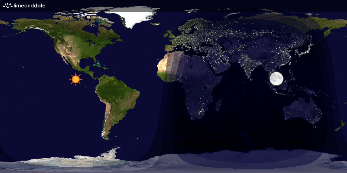 Verdenskart som viser dag og natt 