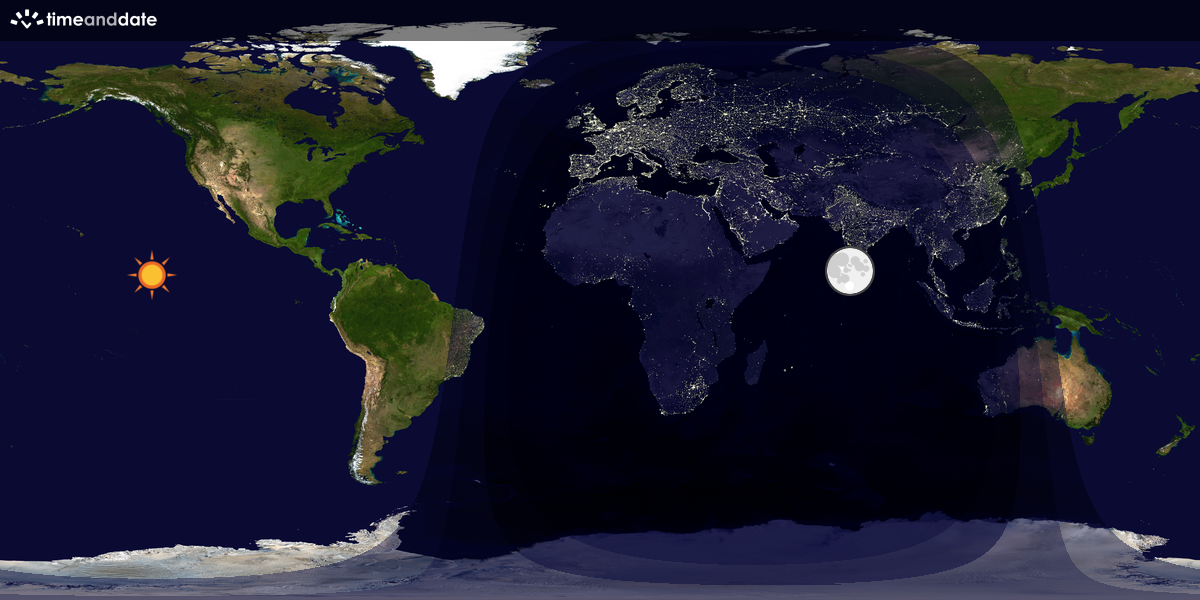 Verdenskart som viser dag og natt 