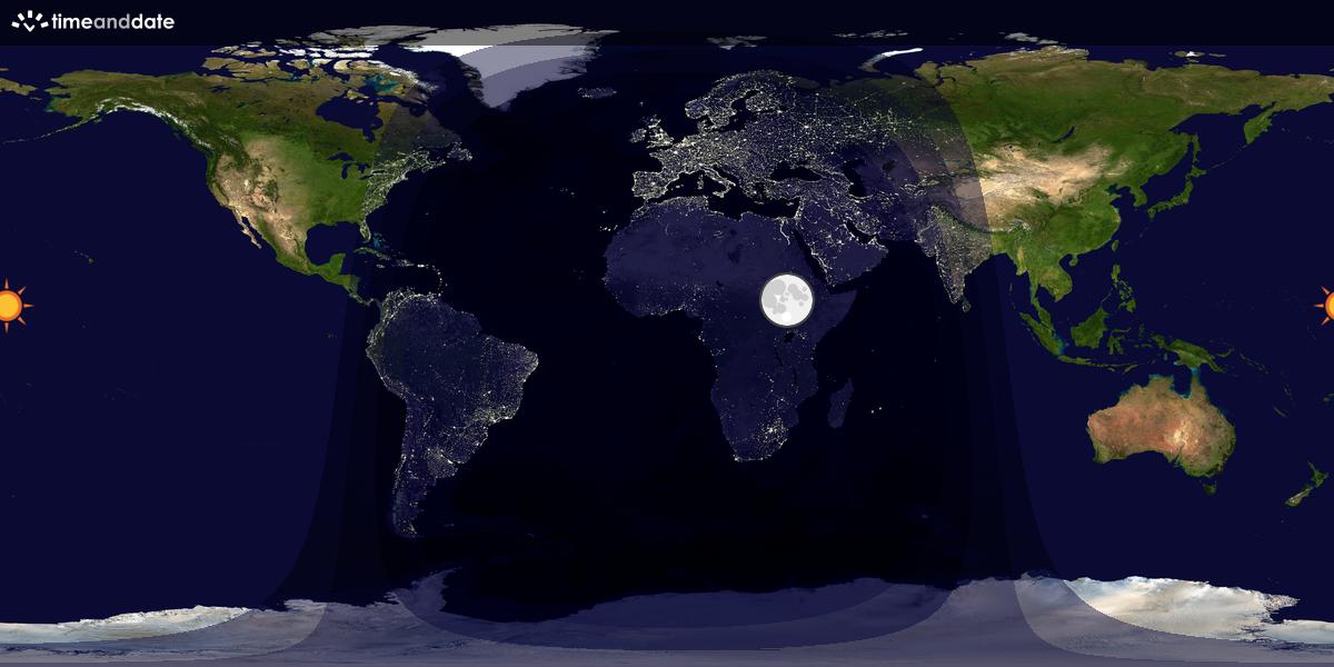 Verdenskart som viser dag og natt 