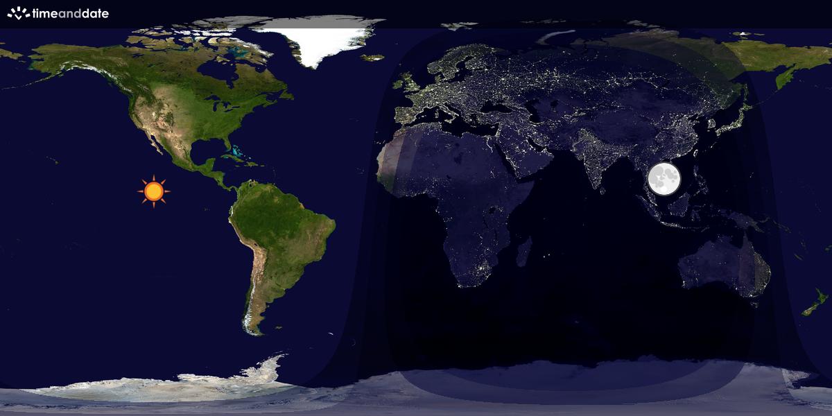 Verdenskart som viser dag og natt 