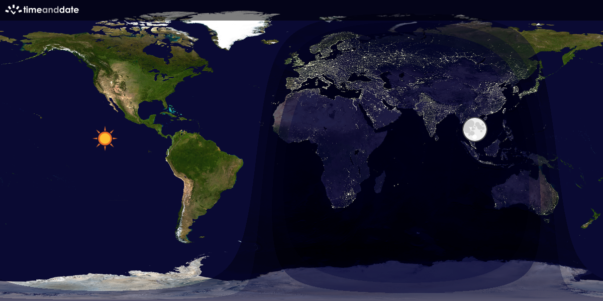 Verdenskart som viser dag og natt 