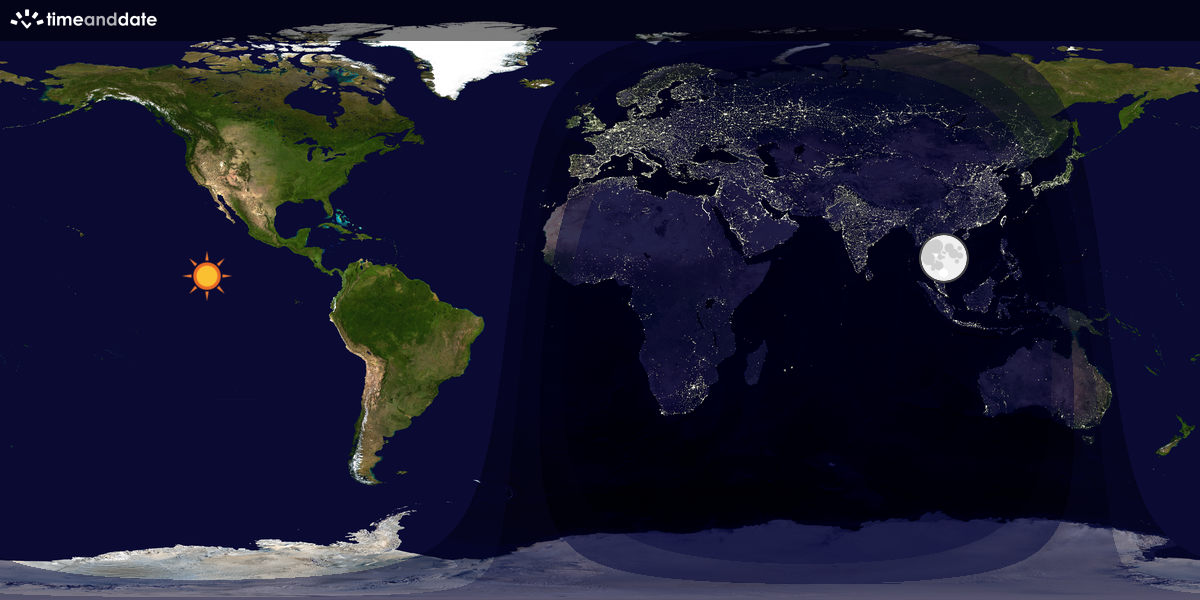 Verdenskart som viser dag og natt 