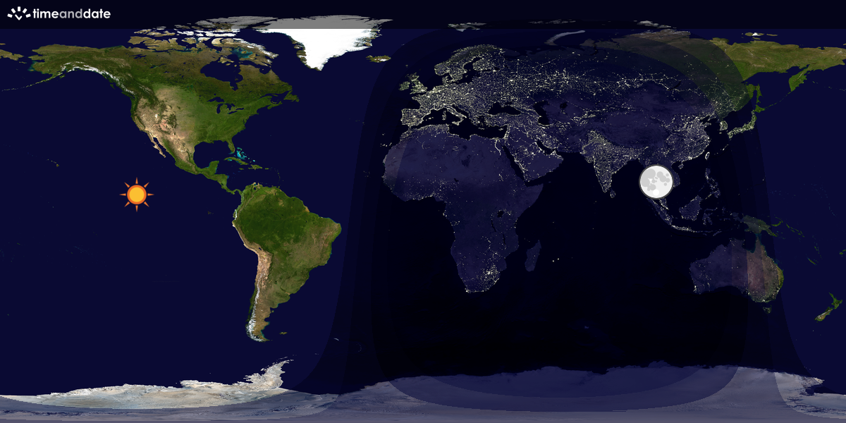 Verdenskart som viser dag og natt 