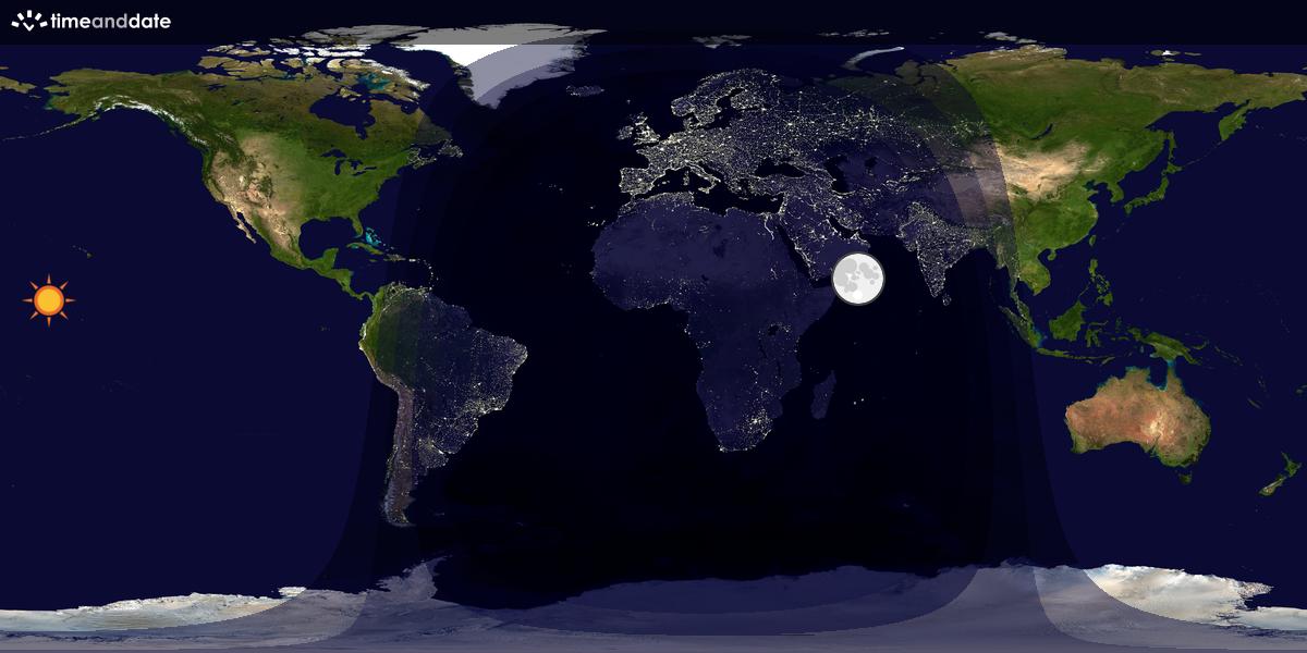 Verdenskart som viser dag og natt 